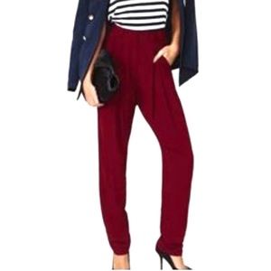 Nasty Gal Burgundy High-Waist Trousers
